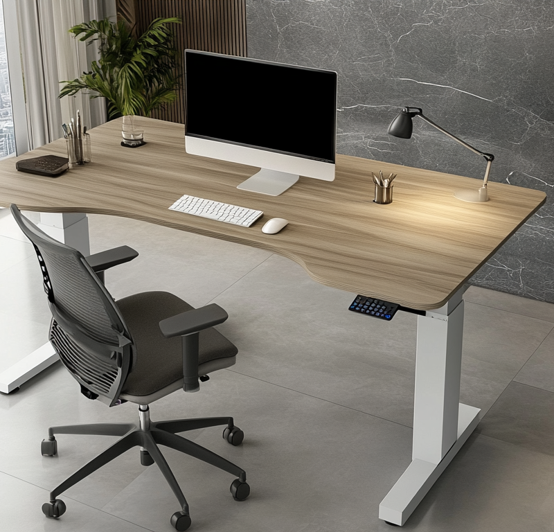 Height adjustable desk for ergonomic workspace setup